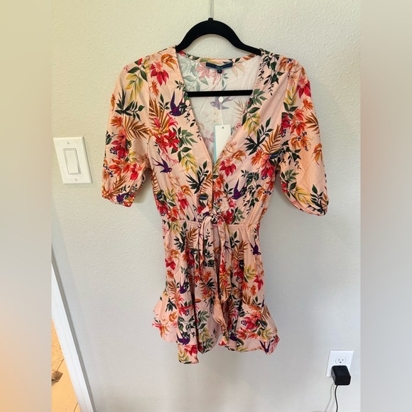 NWT Shore Brand Pink Floral Mini Dress XS - Picture 3 of 3